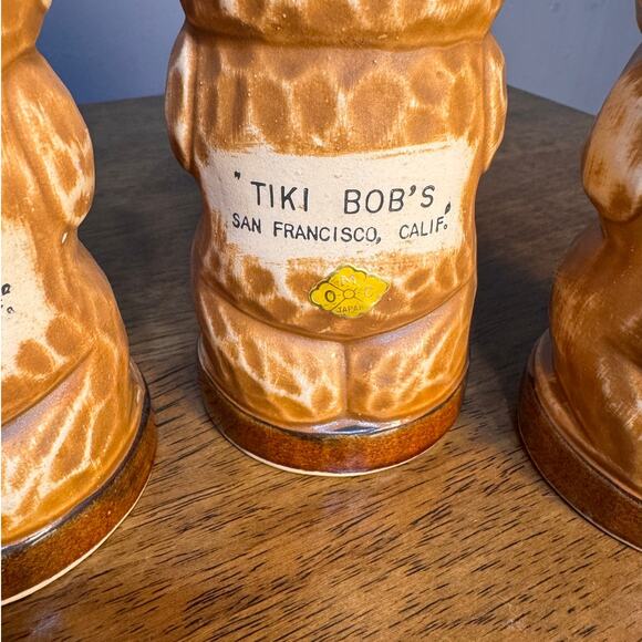 3 Tiki Bob's San Francisco Peanut Lined Face Made In Japan Super Rare - Picture 3 of 6